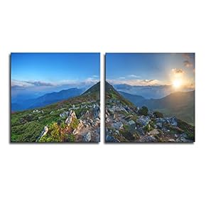 Canvas Prints Wall Art - Beauty Rhododendron in High Mountains - 12"x12" x 2 Panels