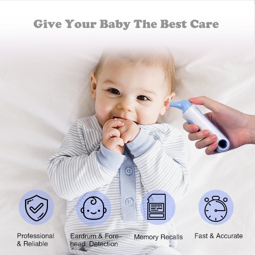 Baby Thermometer â€“ Infrared Digital Thermometer Baby Ear And Forehead Thermometer Suitable For Baby, Infants, Toddler & Adults, Fast, Safe & Accurate Medical Thermometer