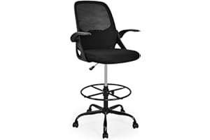 Moustache Drafting Chair,Tall Office Chair Ergonomic Computer Standing Desk Chair with Lumbar Support and Footrest Ring-Black