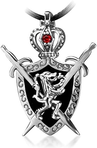 WCG 925 Silver Pendant men's retro Crown necklace of Knight coat of arms