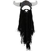 LUTICELI Viking Beard Hats Funny Beanie Hat Handmade Knit Wig Hat for Men Women