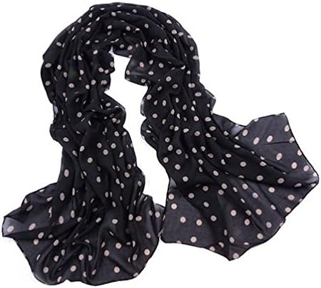JOVANAS FASHION Chiffon Polka dot Scarf Sunscreen Shawl (Black)