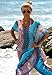Bsubseach Women's Swimwear Kaftan Blue Side Split Chiffon Maxi Robe Beach Dress Swimsuit Coverups Poncho