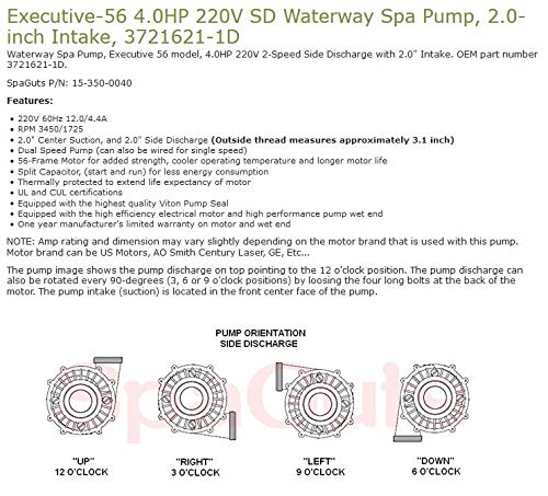 Waterway 3721621-1D 4HP 230V 2'' Intake 2-Speed Executive 56-Frame Pump - Thumbnail 2
