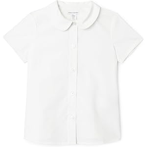 Amazon Essentials Girls' Short Sleeve Peter Pan Collar Shirt