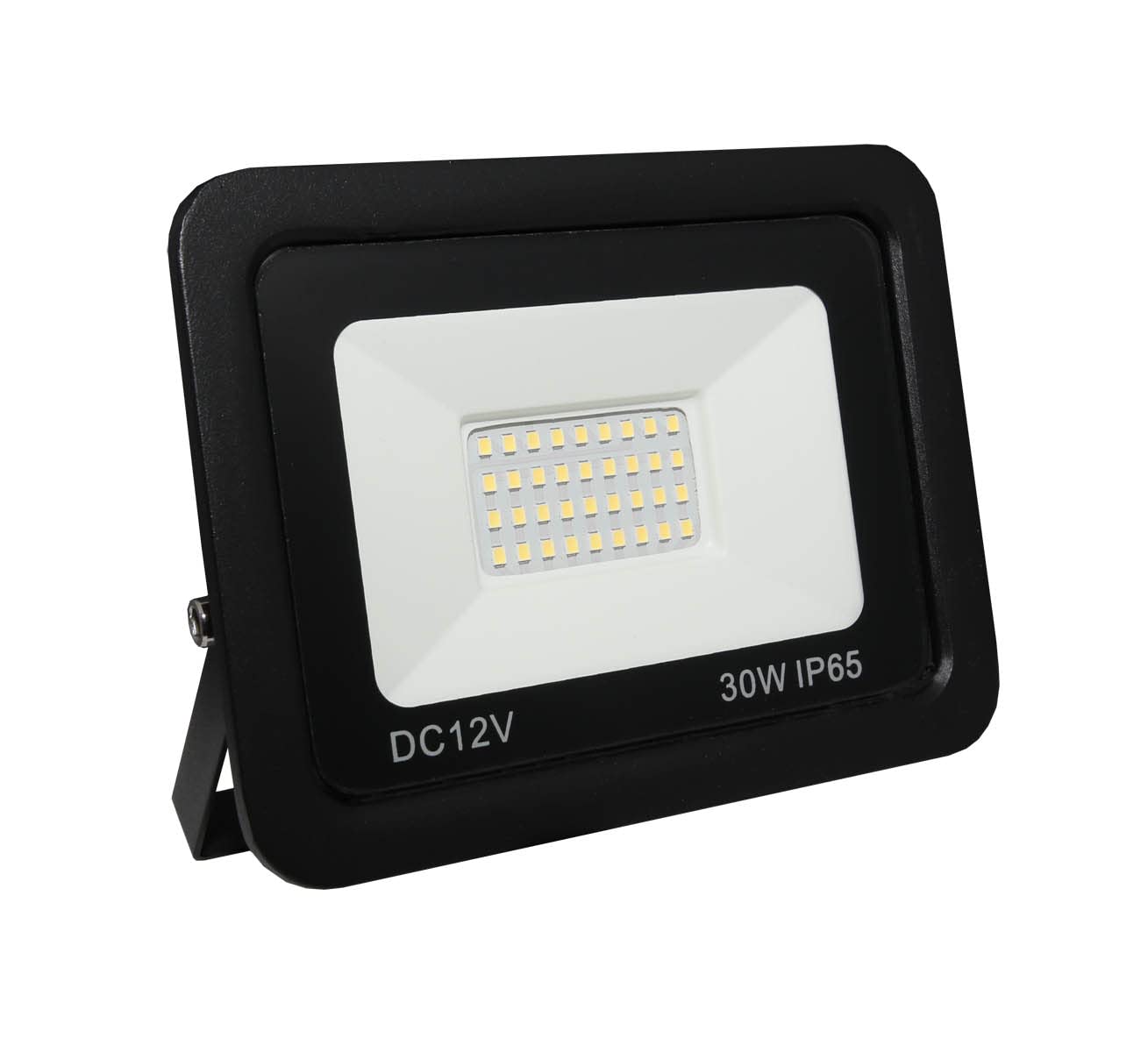 LOWENERGIE 12V DC LED Floodlight, IP65 Outdoor Security Light with PIR Motion Sensor, 10W-50W Garden Solar Flood Lamp, Black (6000K - Day White, 30w Non PIR) — image 1