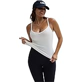 YAMILI Workout Tops for Women Casual Racerback Basic Tank 2025 Summer Camisole V Neck Slim Fit Ribbed Sleeveless Top