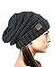 NYFASHION101 Oversized Baggy Slouchy Thick Winter Beanie Hat, Black/Gray Mix