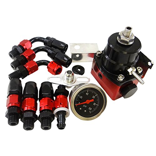 Universal Adjustable EFI Aluminum Fuel Pressure Regulator Kit with 60