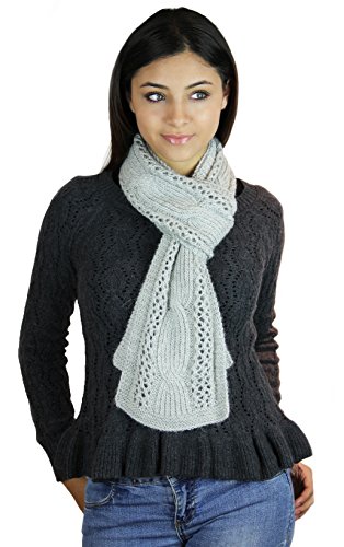 Handmade PURE ALPACA Knitted by Hand Scarf - Soft Gray (READY TO SHIP)