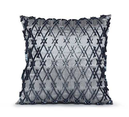Amore Beaute手作り装飾用クッションカバーでグレーピュアシルクファブリックビーズ幾何デザインアクセントクッションカバーウェディングギフト記念日ギフト新築祝いギフト x Inches グレー Grey Puresilk Geometric Beads x Inches B01g8fxalg Jidadesign Com