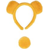 Bear Ears Headband and Tail Set for Halloween Costume Party Accessories，Women Cosplay Animal Costume