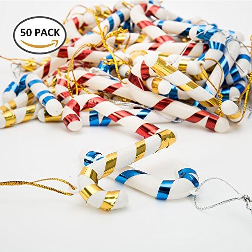 Fannybuy 50PCS Christmas Candy Cane Ornaments Christmas Tree Ornaments Sets Decorations 2017 Red White 6 Inch