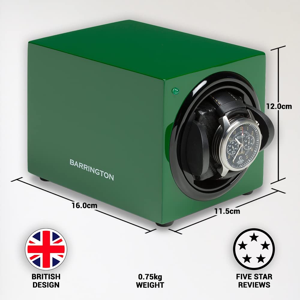 BARRINGTON Single Watch Winder for Automatic Watches with Silent Japanese Motor | Watch Winder for Luxury Brands | Adjustable TPD 650-1950 | AC Operated | Battery Backup