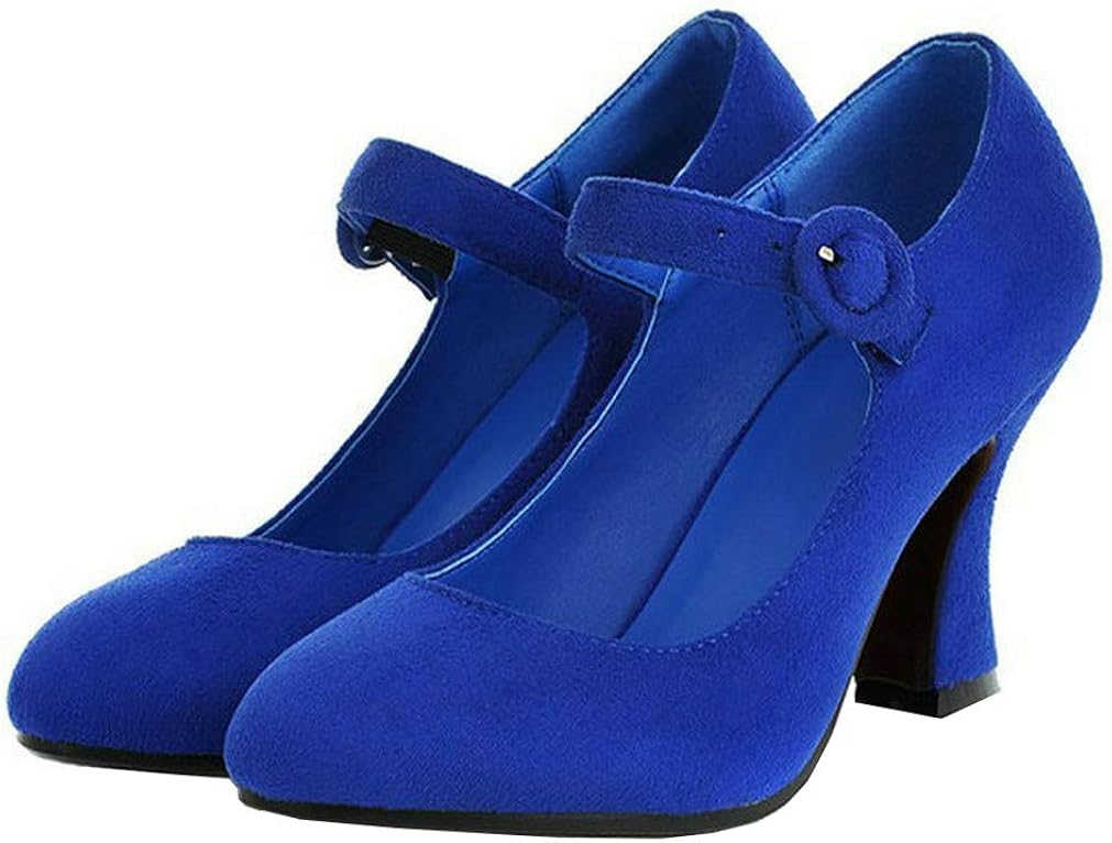 Mary Jane Damenschuhe High Heels Pumps mit Blockabsatz Schuhe Amazon