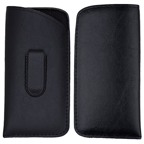Eyeglass Pouch with Belt Clip, Slip in Case & Reading Glasses Holder- Eyewear Sleeve - For Sunglasses, Eyewear & Frames -Black, 1PK- By OptiPlix