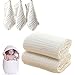 MUKIN Baby Bath Towels and Washcloths Set Also for Baby Swaddle Blanket and Baby Face Cloth, (5 PC Value Pack) Super Soft Cotton - Ideal for Baby Care Sets