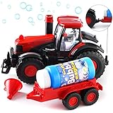 Prextex Bump & Go Bubble Blowing Farm Tractor Truck with Lights Sounds and Action Fun Toy and Gift for Kids