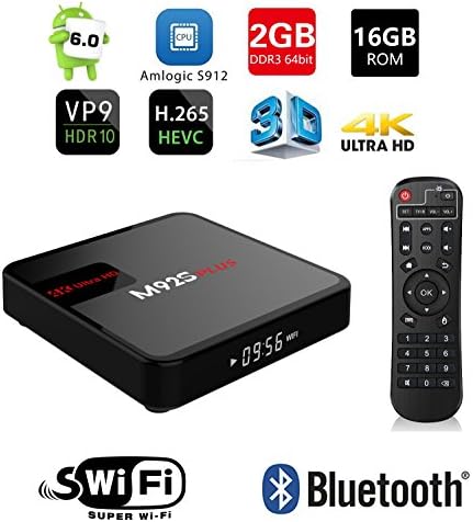 [8CPU/2+16/4K/1000M]RBSCH New M92S Plus Smart TV Box Octa Core Android 6.0 Amlogic S912 2GB RAM DDR3 16GB eMMC 2.4GHz/5.0GHz Dual-band WIFI 1000M LAN Bluetooth 4.1 Decoding H.265 Unlocked Media Player