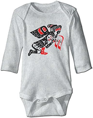 Haida Thunderbird Novelty Natural Organic Cotton Long Sleeve Boy's Baby Bodysuits&amp;Girl's Baby Bodysuits
