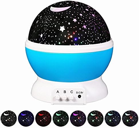 LMTECH Nursery Room Night Light Moon Star Projector 360 Degree Rotation - Night Light Lamp,3 Modes Colorful LED Moon Sky Star Cosmos Starlight Projector for Children Kids Baby Bedroom