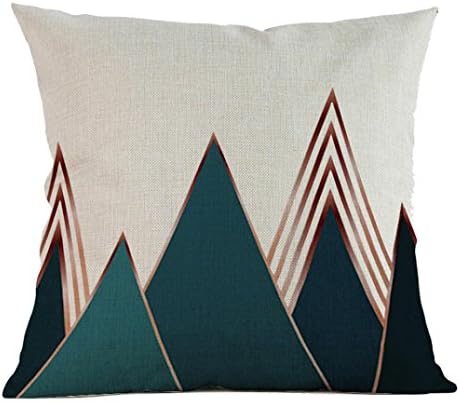Quistal Pillow Case Home Decor Geometric Throw Pillowcase Cotton Linen Sofa Couch Chair Waist Cushion Cover Decorative Insert Not Included (F)