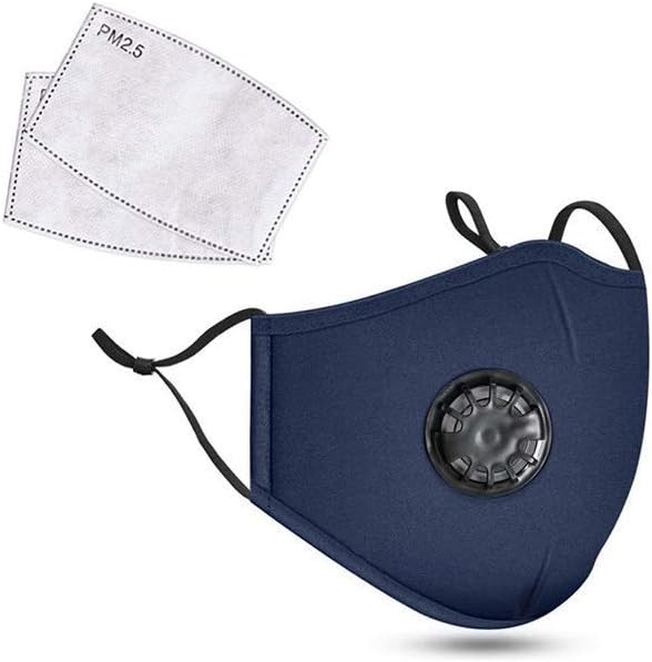 Time COVER Women Cotton Face Anti-Dust 𝐌𝐀𝐒𝐊 with Breathing Valve and 2 Filters, Warm Ski Cycling Camping Safety Fashion 𝐌𝐀𝐒𝐊 Various Use with Adjustable Ear Loops (Blue)