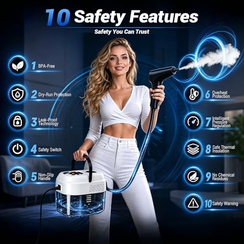 2026 New 6-speed Handheld Steam Cleaner, 1.8L,USA HSD Technology—Sterilization 99.99%【Steam Cleaner】graphene heating technology—8S rapid heating, Steam Cleaner Handheld for Home,Floor,Sofa,Car&Windows
