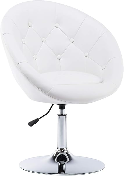 White Round Swivel Lounge Chair With Tufted Back Amazon De Kuche Haushalt