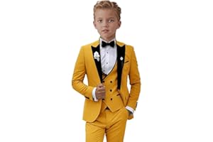 ProPoFol Boys Suit Set Slim Fit Boys Tuxedo Suit 3 Piece Peak Lapel Suits for Boys,Kids Formal Suit Adjustable Waist Suit
