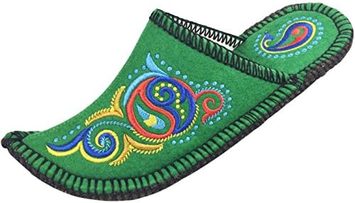 Handmade Women's Boiled Wool House Slipper, Natural Felt, Bright Soft &amp; Breathable Exclusive Indoor Shoes