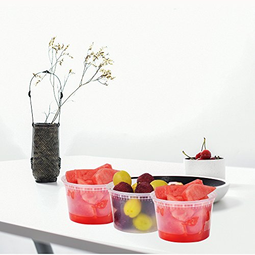 48pk SZUAH Deli Containers with Lids - 16oz Clear Take Out Deli Cups - Food Grade Plastic Meal Prep Containers - BPA Free & Leakproof, Microwaveable, Freezer & Dishwasher Safe