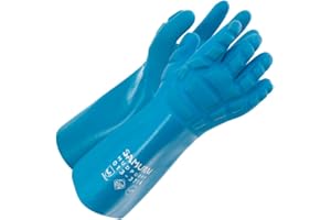 FORCEFIELD 14" Gauntlet Glove, PVC Coated, Impact Protection for Fingers & Knuckles, Chemical Resistant, Wrist & Forearm Cove