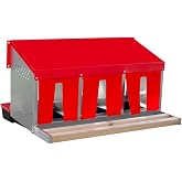 RentACoop Metal Chicken Nesting Box, Roll Out Reversible, 3 Compartments | Roll away egg collection nest box for laying hens; collect eggs inside or outside coop; sturdy metal; up to 12 hens