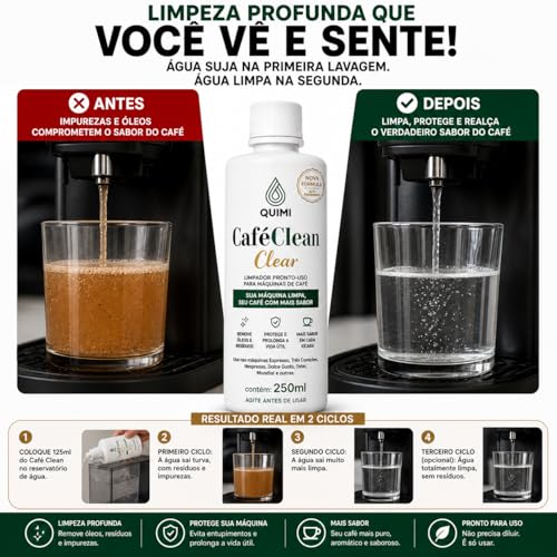 Quimi Vida Café Clean Limpador de Cafeteira Profissional 250ml | Remove Resíduos, Óleo e Impurezas