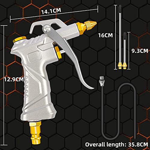 Compressed Air Gun with 4 Nozzles & BSP European Style Quick Coupling Compressed Air Accessories, High Pressure Blow Guns Industrial Cleaning Tool