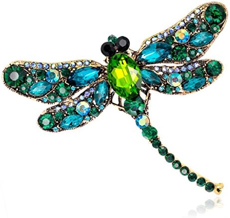 Top Cheer Vintage Style Rhinestone Crystal Dragonfly Brooch Pin Animal Broach Pins Jewelry