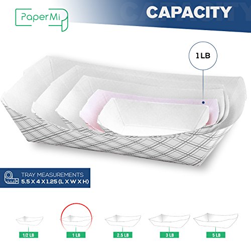 Paper Food Tray, Capacity of 1lb, Eco-Friendly Red Plaid Food Trays USA Made, FDA Approved Recyclable & Biodegradable, Convenient for any Event: Party, Camping, Carnival, Catering, BBQâ€¦ (50pc)