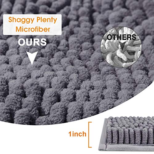 BYSURE Dark Grey Bathroom Rug Set 3 Piece Non Slip Extra Absorbent