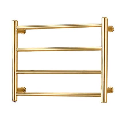 Billys Home Towel Warmer Drying Rack Electric 304 Stainless Steel Tower Warmer With 4 Heated Bars Wall Mounted For Bathroom Gold