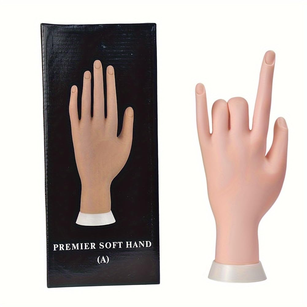 1pc Flexible Mannequin Hand For Nail Training And Manicure Practice - Soft And Durable Practice Tool Flexible Movable Soft Plastic Hand For Fake Nail Art Starter Training