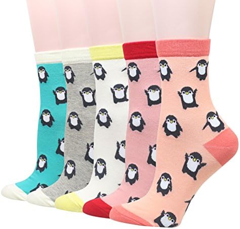 Wish Island Women's 5 Packs Cute Fun Crazy Animal Cotton Crew Socks Girl
