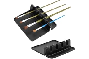 AHANDMAKER 2 Packs Silicone Paint Brush Holders, Rectangular Paintbrush Organizer Stand with 4 Slots for Drawing Artists Thic