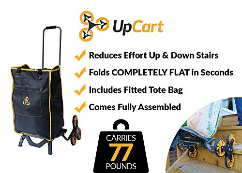 UpCart Versa Trolley | Lightweight, Folding Stair Climbing Hand Cart | 77lb Weight Capacity Up & Down Stairs