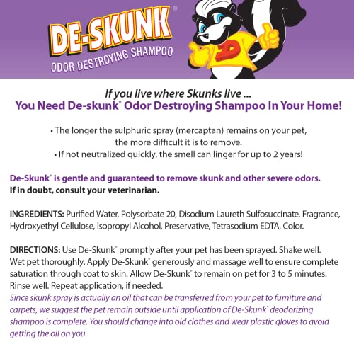 DeSkunk Odor Destroying Shampoo for Dogs, 32 oz. Formulated with