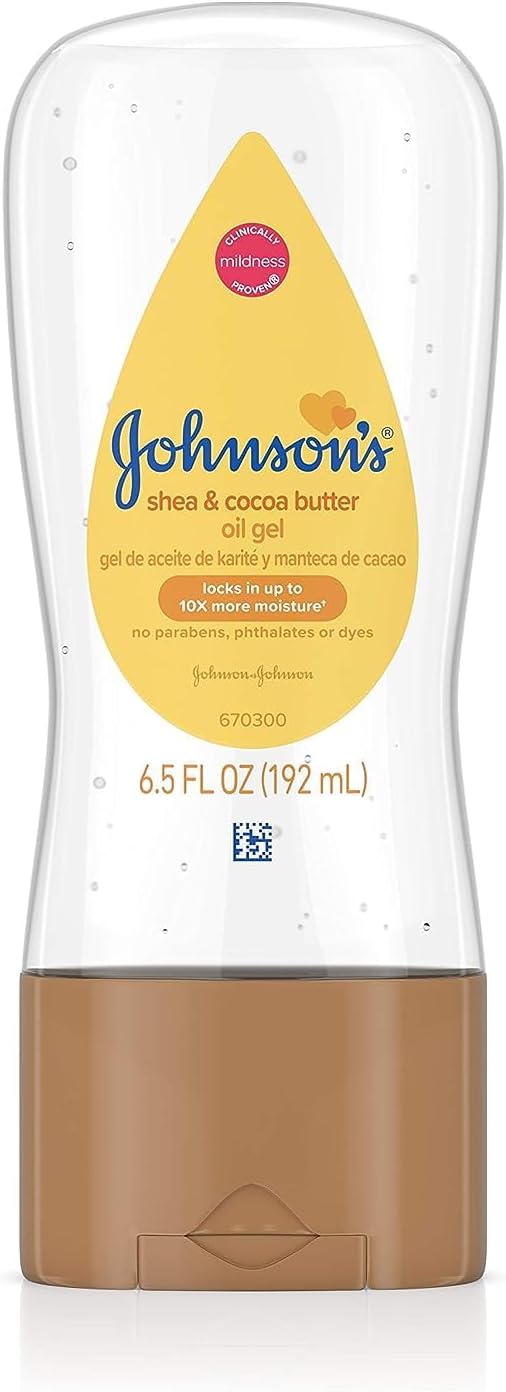 Johnson's Baby Oil Gel 6.5 Ounce with Cocoa Butter Shea Moisturizing