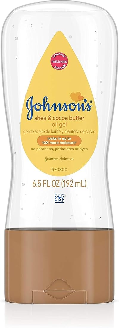 Johnson's Baby Oil Gel 6.5 Ounce with Cocoa Butter Shea Moisturizing