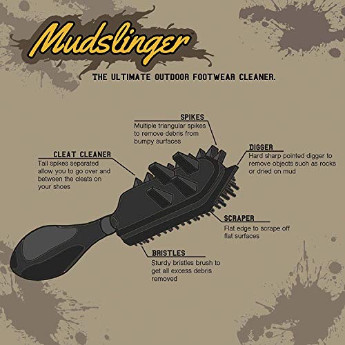 Mudslinger 5 in 1 Outdoor Footwear Cleaning Tool Brush for Cleats, Golf