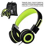 Kids Headphones for School Children- SIMILKY Stereo Tangle-Free 3.5mm Jack Wired Cord On-Ear Headset for Children 8-15 Years Old (New GRREN)