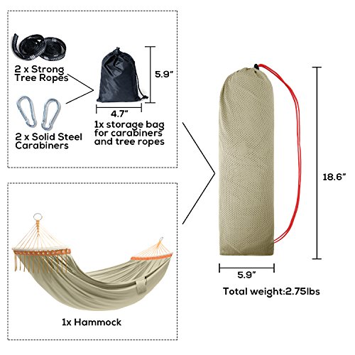 image for TOURIT Lightweight Portable Hammock Double Camping Hammock Tree Straps